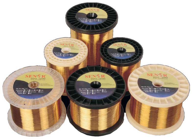 6 coils of edm wire in various sizes